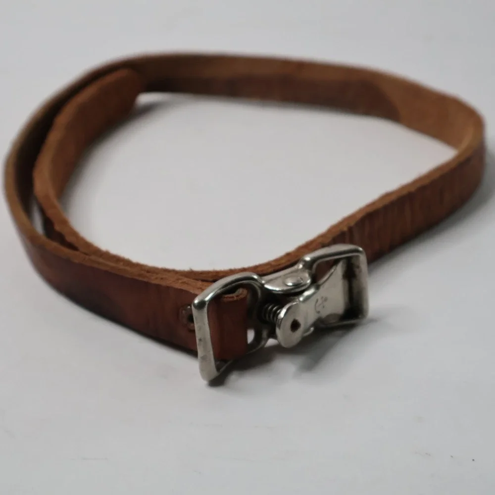 Vintage Brown Leather Strap with Metal Anchor Clip Utility Belt‎ Accessory 22in